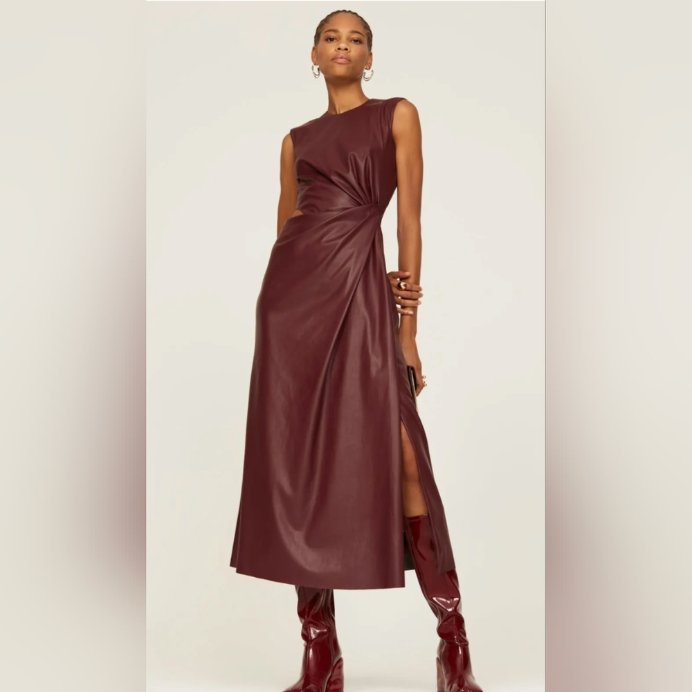 Jonathan Simkhai Toni Faux Leather Midi Dress - SZ 2
